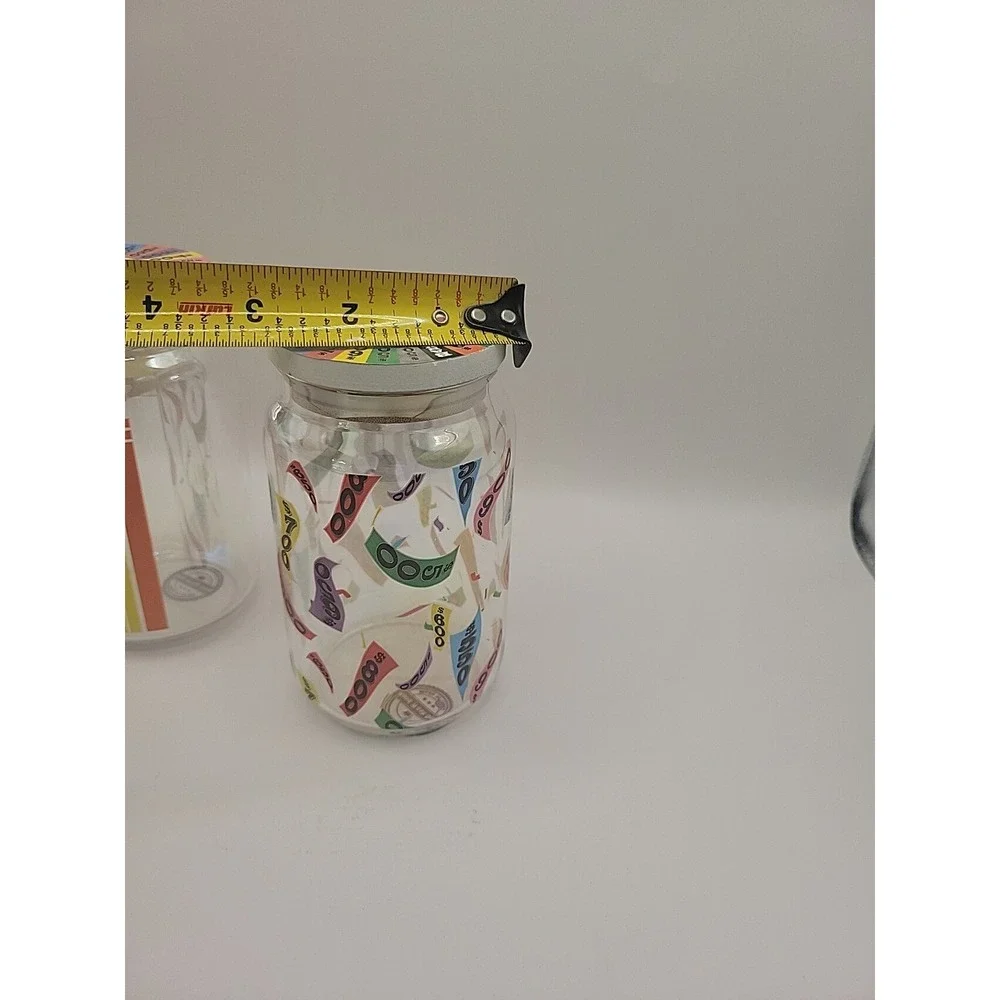 2 WHEEL OF‎ FORTUNE 16 Oz. COLLECTIBLE Drinking Glass Set With Lid NEW!
